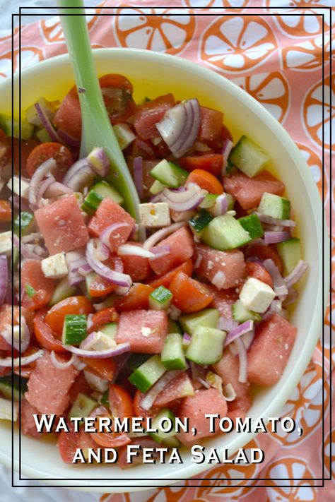 Pure Summer: Watermelon, Tomato, Feta Salad - I am a Honey Bee Tomato Feta Salad, Pasta Tiktok, Pasta Tomato, Feta Salad Recipe, Watermelon Summer, Watermelon And Feta, Feta Pasta, Summer Tomato, Watermelon Recipes