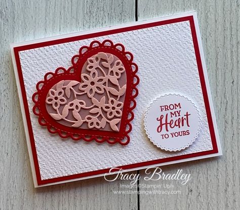 Heartfelt Hexagon, Stampin Up Wedding Cards, San Valentine, Cards Homemade, Cardmaking Ideas, Rose Heart, Valentine Greeting Cards, Paper Rose, Embossed Cards