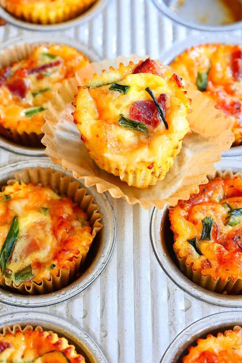 Bacon, Egg, and Chive Egg Bites. - Healthy Elizabeth Dairy Free Egg Bites, Egg Bites With Bacon, Healthy Elizabeth, Mini Blueberry Muffins, Breakfast Pie, Cottage Cheese Eggs, Uncured Bacon, Sourdough Sandwich, Bacon Breakfast