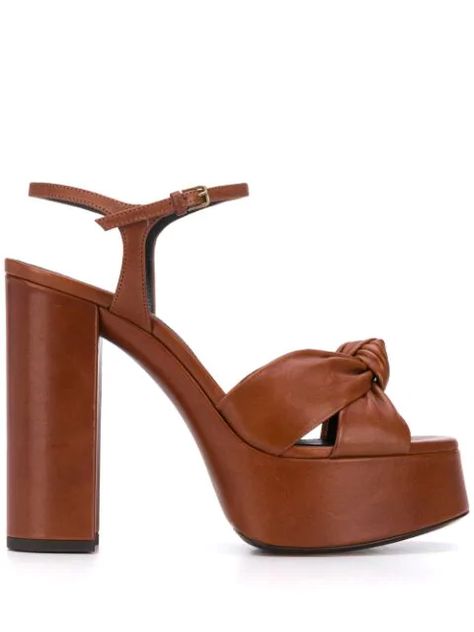 Click to view large imagery Brown Platform Heels, Block Sandals, Quilted Purses, Brown Leather Shoulder Bag, Leather Platform Sandals, Croc Leather, Brown Leather Sandals, Leather High Heels, Brown Sandals