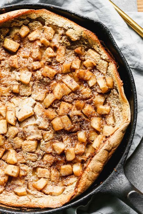 Caramel Apple Clafoutis Recipe Cloufuti Recipe, Apple Clafoutis, Brown Butter Caramel, Brandy Cream Sauce, Clafoutis Recipe, Clafoutis Recipes, Apple Desserts Easy, Baked Dessert, Apple Pork Chops