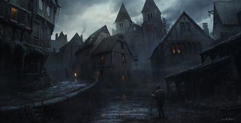 ArtStation - Dark ages, Vladimir Manyukhin Scary Photos, Fantasy Village, Fantasy Town, Rpg Horror, Heroic Fantasy, Rpg Dice, Dark City, Paintings Abstract, 다크 판타지