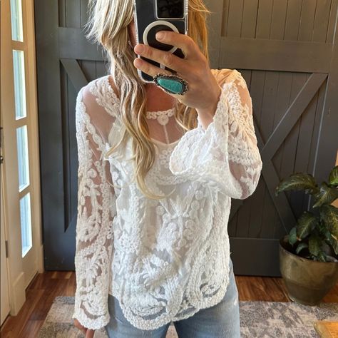 Tribe Women, Tribe Design, Western Top, Crochet Lace Blouse, White Blouses, Clothing Studio, Lace Blouse Long Sleeve, Boho Handmade, Twin Falls