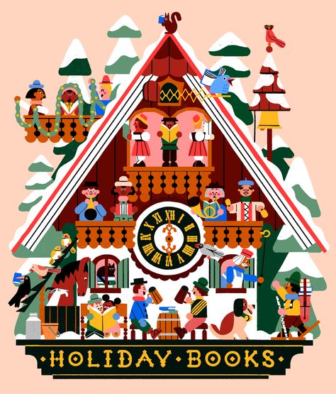 Holiday Books - The New York Times Holiday Season Illustration, Christmas Party Illustration, Christmas Tree Types, Gingerbread House Illustration, Christmas Illustration Art, Xmas Scenes, Cute Christmas Art, Christmas Germany, Holidays Illustration