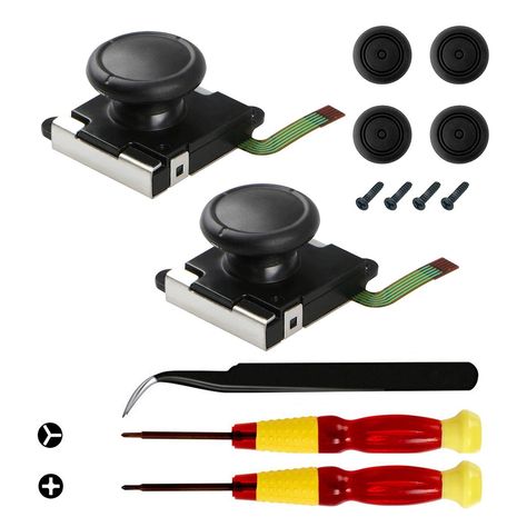 Veanic 2-Pack 3D Replacement Joystick Analog Thumb Stick for Switch Joy-Con Controller - Include Tri-Wing, Cross Screwdriver, Pry Tools   4 Thumbstick Caps -- Check this awesome product by going to the link at the image. (This is an affiliate link) Joy Stick, Joystick Controllers, Victorian Interiors, Screwdriver Tool, Game Controllers, Nintendo Switch Games, Screwdriver Set, Tool Kit, Screwdriver