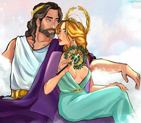 Hera And Zeus Fanart, Zeus X Hera, Zeus And Hera Art, Zeus And Hera, Goddess Outfit, Greek Mythology Gods, Achilles And Patroclus, Greek Mythology Humor, Lore Olympus