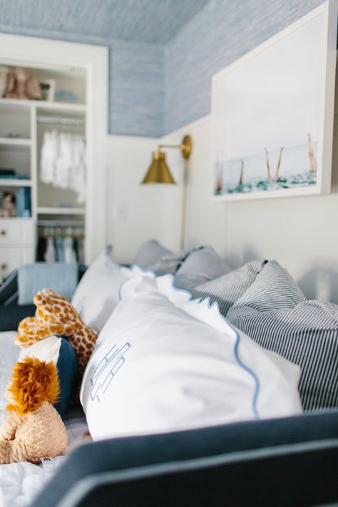 Introducing Henry Arthur + Nursery Tour — Abby Capalbo Nautical Boy Nursery, Nautical Boys Room, Nursery Guest Room Combo, Nursery Inspiration Boy, Baby Blue Nursery, Nursery Tour, Boy Rooms, Bedroom Blue, Big Kids Room