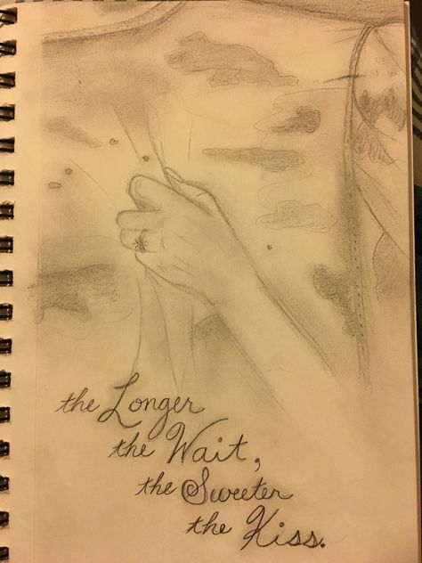 The Longer the Wait, the Sweeter the Kiss. Original artwork inspired by missing my solder. - Cindy Cadiente The Kiss, Original Artwork, Kiss, Male Sketch, The Originals, Quick Saves