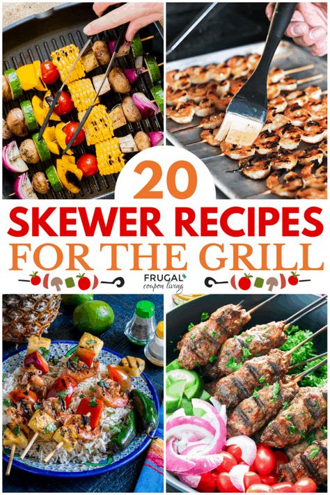 Healthy Skewer Recipes, Healthy Kabob Recipes, Grilled Skewer Recipes, Veggies Grilled, Grill Skewers, Recipes For The Grill, Shrimp Skewer Recipes, Grilled Kabob Recipes, Fishing Cupcakes