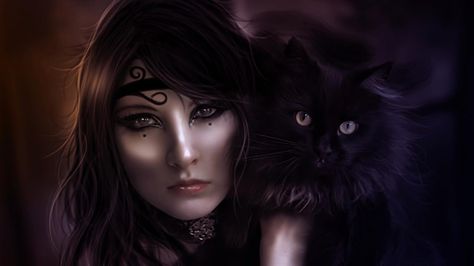 Dark Lady with Black Cat Lost Cat, A Black, Black Cat, Deviantart, Lost, Black