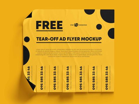 Free Tear-off Ad Mockup (PSD) Tear Off Flyer, Yoga Template, Free Psd Poster, Tutoring Flyer, Thanksgiving Flyer, Christmas Flyer Template, Black Friday Sale Flyer, Simple Flyer, Flyer Free