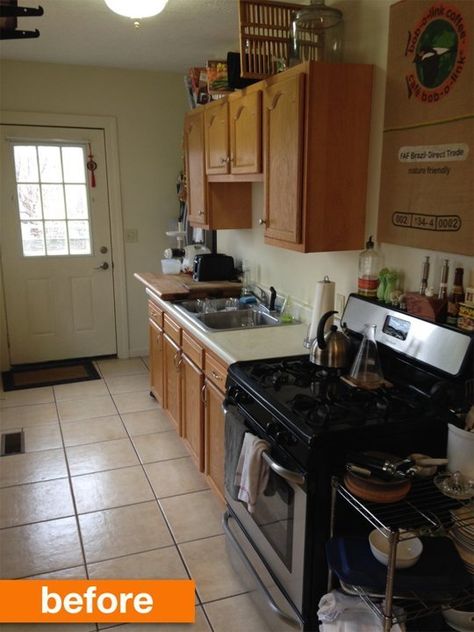 Before & After: A Narrow Galley Kitchen Gets an Urban Update Narrow Galley Kitchen, Ikea Galley Kitchen, Ranch House Additions, Easy Diy Kitchen Remodel, 70s Kitchen Remodel, Kitchen Storage Furniture, Colonial Kitchen Remodel, Split Level Kitchen Remodel, Kitchen Remodel Diy