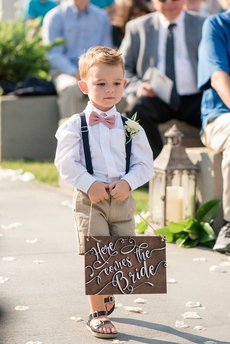 Brother Walking Sister Down Aisle, Here Comes The Bride Sign, Ring Bearer Sign, Ring Bearer Signs, Bride Ring, Bride Sign, Wood Things, Beautiful Script Fonts, Walk Down The Aisle