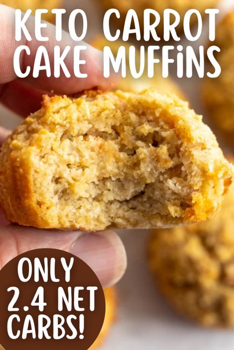 Keto Carrot Cake Muffins, Keto Carrot Cake, Aip Baking, Keto Muffin Recipe, Keto Muffins, Carrot Cake Muffins, Low Carb Muffins, Shredded Carrots, Cake Muffins