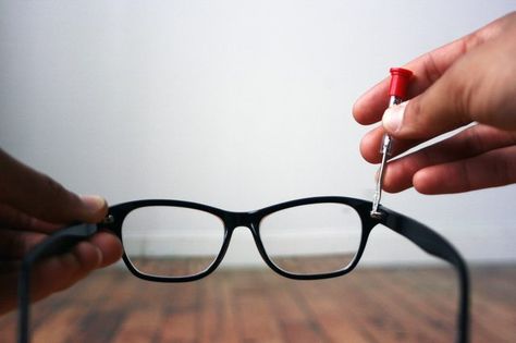 How to Tighten Loose Glasses (with Pictures) | eHow How To Fix Glasses, Lost You, Plastic Glasses, Do It Yourself Projects, Glass Frames, Problem And Solution, Diy Hacks, Diy Frame, Eye Glasses