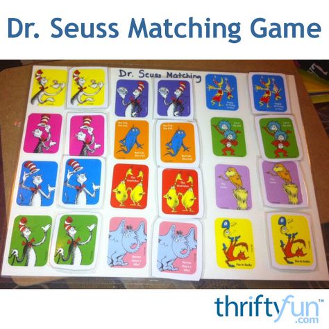 Dr. Seuss books can be incorporated all school year long into numerous teaching themes. I came up with a simple matching game that uses several characters from different books. It doesn't take long to make and will last for years. Dr Seuss Memory Game Free Printable, Dr Seuss Party Ideas, Dr Seuss Books, Teaching Themes, Dr Seuss Party, Wall Game, Memory Match Game, Seuss Party, Crafts With Kids