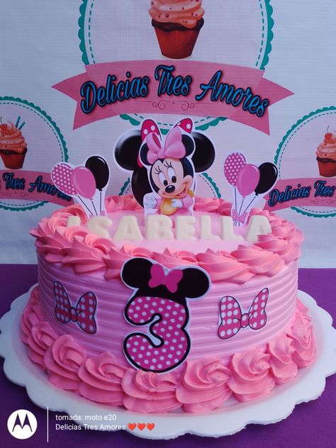 Minnie Mouse Rosette Cake, Pink Minnie Mouse Cake, Cake Decorated With Fruit, Mouse Birthday Cake, Mickey Mouse Birthday Cake, Eye Wrinkles, Bolo Minnie, Disney Birthday Cakes, Rosette Cake