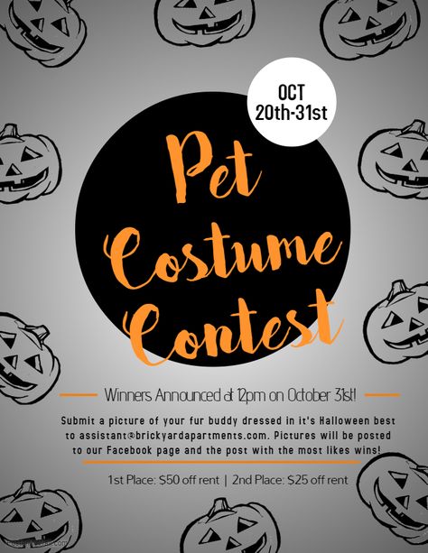 Resident Event - Halloween Contest 2018 Fall Work Events, Fall Work Event Ideas, Luxury Apartment Resident Events, Resident Halloween Events, October Resident Events Ideas Apartments, Apartment Community Events Fall, Community Halloween Event, Winter Community Event Ideas, October Events For Residents