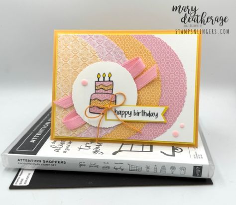 Stampin’ Up! Deckled Attention Shoppers Sneak Peek Birthday Card With Video | Stamps – n - Lingers Birthday Card Gif, Beautiful Birthday Cards, Global Design Project, Stampin Up Project, Stampin Up Catalog, Some Cards, Card Sketches, Card Layout, Stamping Up