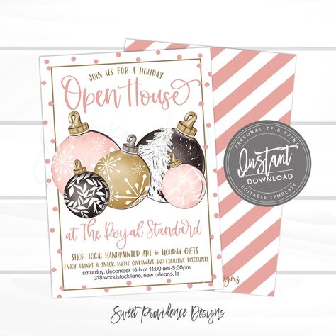 Holiday Boutique, House Template, Christmas Flyer, Holiday Flyer, Shopping Event, Shop Small Business, Stock Paper, Editable Invitations, Color Card