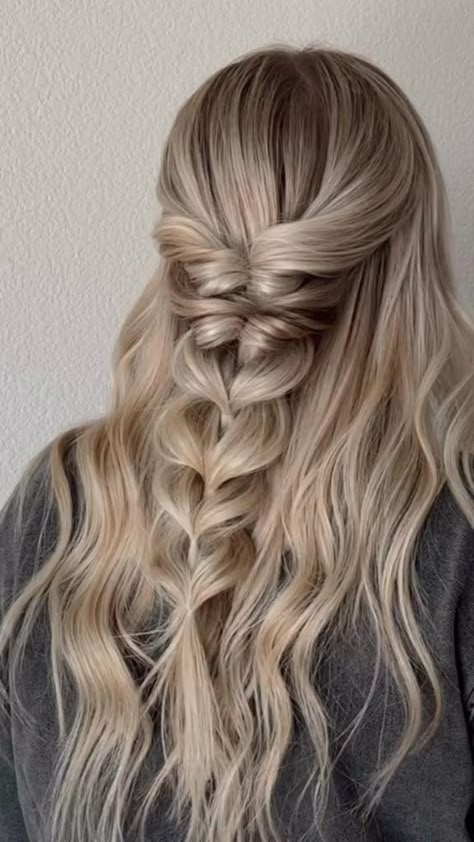 Pin on Summer hairstyles Brown And Grey Hair, Cute Prom Hairstyles, Simple Prom Hair, Boho Styl, Hoco Hairstyles, Dance Hairstyles, Prom Hairstyles For Long Hair, Hair Homecoming, Homecoming Hair