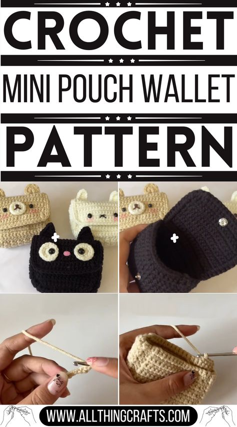 Adorable Crochet Mini Pouch Wallet Pattern - All Thing Crafts Mini Crochet Pouch, Crochet Small Pouch, Crochet Small Purse, Crochet Mini Pouch, Creamy Beef And Shells, Beef And Shells, Wallet Pattern Free, Crocheted Cow Pattern, Crochet Mini Bag