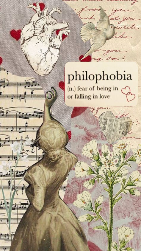 Philophobia Wallpaper, Philophobia Aesthetic Wallpaper, Philophobia Art, Romanticism Moodboard, Philophobia Aesthetic, Romanticism Aesthetic, Phobia Words, Collage Landscape, Dreamy Aesthetic