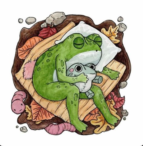 Sleeping Frog Drawing, Sleepy Illustration, Frog Anatomy, Sleep Illustration, Frog And Toad Are Friends, Meme Frog, Frosch Illustration, Common Frog, Sleeping Drawing