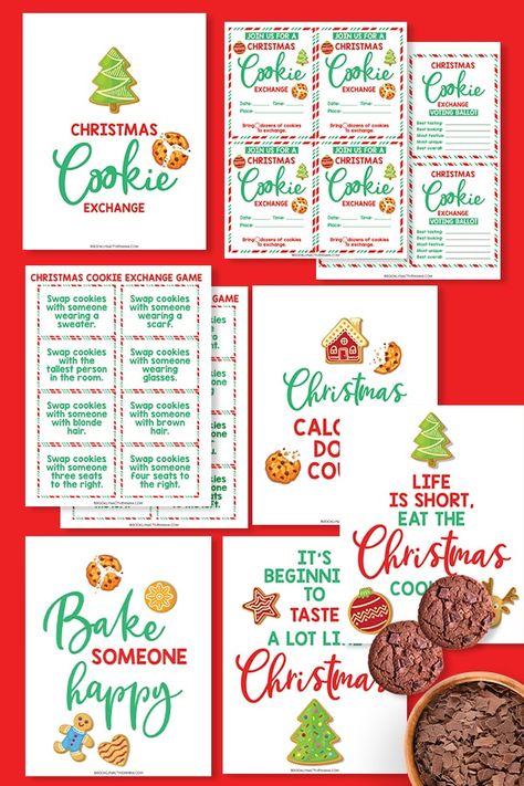 Christmas Cookie Exchange Party Ideas Free Printables, Cookie Exchange Party Decorations, Cookie Swap Party Ideas, Cookie Exchange Games, Cookie Exchange Party Ideas, Cookie Exchange Packaging, Grinch Cookie, Christmas Cookie Swap Party, Christmas Cookie Exchange Party