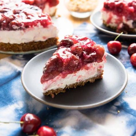 Impress a crowd with this super easy showstopper! Cherry Cream Pie with a granola crust is a hassle-free take on classic cherry pie! Granola makes a light and crispy crust that goes perfectly with creamy pie filling and bursts of cherry! #betsylife #cherrycreampie #granolapiecrust #cherrypie #summerpierecipes Dessert Crepes, Blackberry Cheesecake, Dessert Halloween, Savory Cakes, Cheesecake Squares, Square Recipes, Desserts Vegan, Salty Cake, Ree Drummond