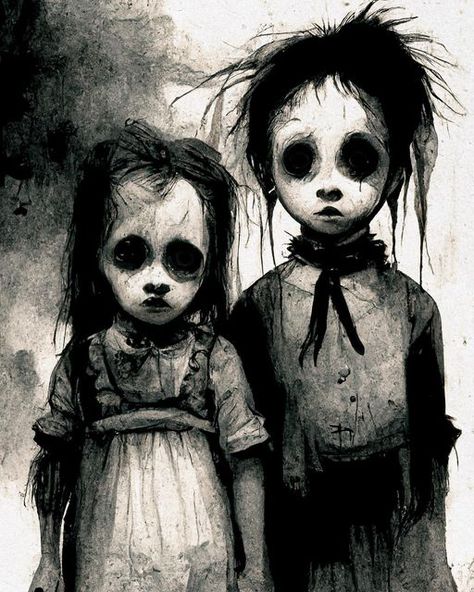 Scary Kid Drawings, Black Eyed Kids, Evil Characters, Scary Story, Scary Kids, Scary Drawings, Horror Drawing, Creepy Kids, Nightmares Art