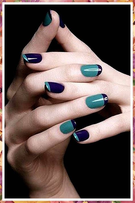 Black Nails - Get access to the leading brands and awesome products to meet your desire - Take Action Now and Visit Today! Tips On Short Nails, Two Tone Nails, Print Nail Art, Trendy Nail Polish, Gel Nails French, New Nail Trends, French Manicure Designs, Manicure Colors, Blue Nail Art