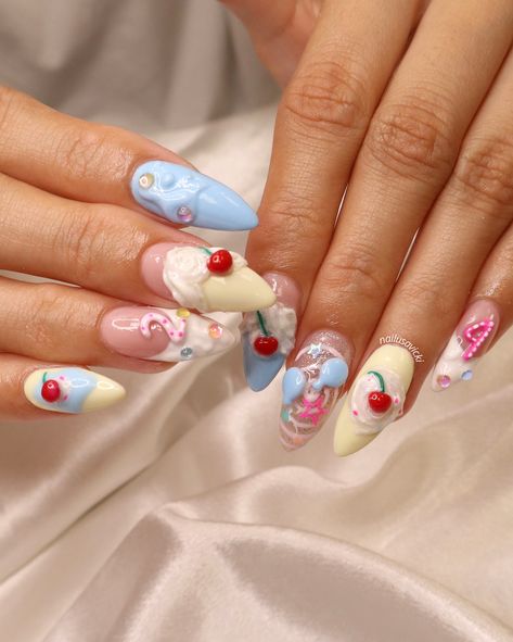 Now this…THIS IS A BIRTHDAY SET🎂 . Happy birthday to one of my day ones! So thankful for your constant support, our hours long appointments, tea spill and therapy seshes. Wishing you a happy 24th birthday and cheers to many more🥰🥰 @e.r.vasquez . #nails #nailusa #nailart #naildesign #nailsofInstagram #naildesigns #nailsoftheday #naildesignsideas #acrylic #acrylicnails #raleigh #durham #raleighnails #trend #trendynails #nailinspo #springnails #summernails #funnails #colorfulnails #raleighnailt... Birthday Theme Nails, Happy Birthday Nails Designs, Tea Party Nails, Birthday Cake Nails, Alluring Makeup, Birthday Nail Set Ideas, Cake Nails, Birthday Nail Art, Happy 24th Birthday