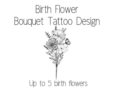 January And September Flower Tattoo Together, Chrysanthemum Peony Tattoo, Family Birth Flower Bouquet Tattoo, Flower Bouquet Tattoo Design, Bouquet Tattoo Design, Birth Flower Bouquet Tattoo, Family Birth Flower Bouquet, December Flower, November Flower