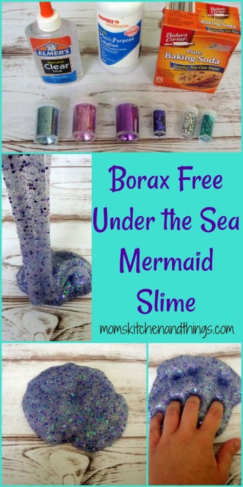 We had soooo much fun with the Red, White, & Blue Glitter Slime that we just had to make more!  This beautiful Mermaid inspired slime is borax & detergent free.  In just a few steps you can have your own Mermaid slime!   1/2 C hot water 1 tsp baking soda contact solution clear glue … Mermaid Slime, Clear Glue Slime, Crafty Morning, Slime No Glue, Blue Slime, Diy Slime Recipe, Slime Party, Diy Unicorn, Mermaid Crafts