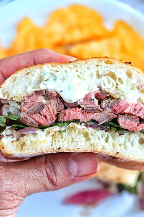 Steak Sandwich Recipe, Sandwich Buffet, Steak Wraps, Steak Sandwich Recipes, Creamy Horseradish Sauce, Steak Sandwich, Sandwich Recipe, Wrap Sandwiches, Breakfast Sandwich