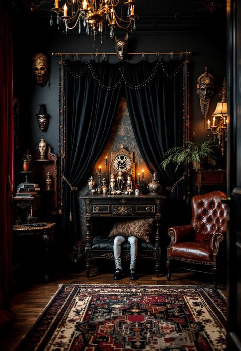 Boho Witchy Bedroom Witchy Maximalist Bedroom, Witchy Decor Aesthetic, Dark Boho Bedroom Aesthetic, Boho Witchy Bedroom, Witch Bedroom, Witchy Bedroom Ideas, Dark Boho Bedroom, Witchy Bedroom, Maximalist Bedroom