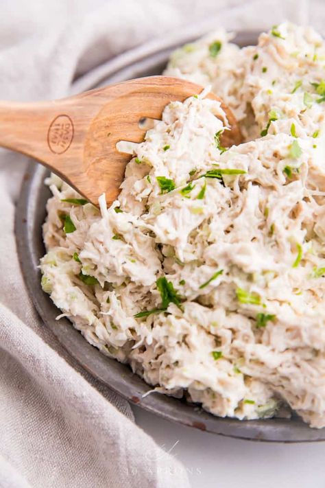 Shredded Chicken Salad (Costco Style) - 40 Aprons Chicken Salad Recipe With Eggs, Shredded Chicken Salad Recipe, Shredded Chicken Salad, Shredding Chicken, Shredded Chicken Salads, Recipe With Eggs, The Best Chicken Salad, Best Chicken Salad, Fruit Plus