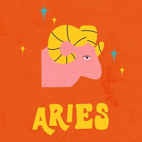 Aries Illustration, Zodiac Illustration, Aries Moon, Aries Star Sign, Anthro Style, 2023 Ideas, Aries Season, Stickers Ideas, Aries Horoscope