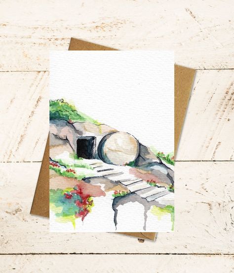 Easter Greeting Card Christian Easter Card He is Risen - Etsy Easter Cards Christian, Watercolor Love, Easter Cards Handmade, Learn Watercolor Painting, Learn Watercolor, Easter Greeting, Easter Greeting Cards, Watercolor Paintings Easy, Easter Greetings