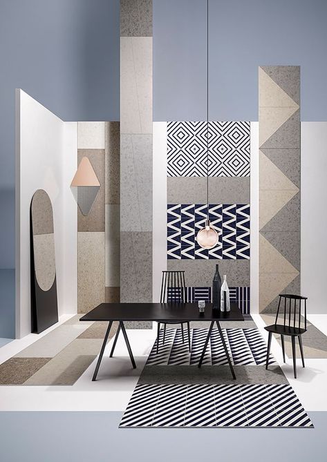 Wow! Love this mix of geometric patterns. Pattern Interior Design, Pattern Interior, Maximalist Interior, Regal Design, Wall Shelves Design, Design Room, Showroom Design, Design Del Prodotto, Shelf Design