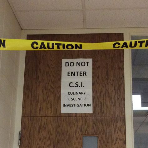 C.S.I. Activity - Culinary Scene Investigation - Safety/sanitation review activity - Set up your lab room with various hazards, set it up like a crime scene (use the caution tape to section off the area) and have students list what they see. The student that lists the most correctly in each class won a t-shirt from the athletic department. Students had a lot of fun!! Facs Lesson Plans, Culinary Classroom, Fcs Classroom, Food Safety And Sanitation, Poor Food, Facs Classroom, Food Lessons, Culinary Lessons, Life Science Activities