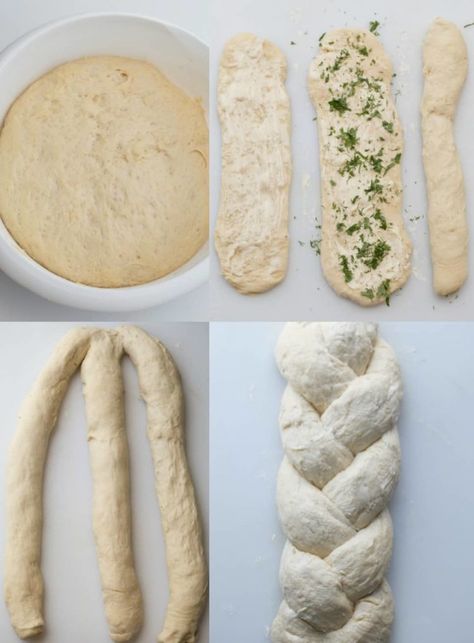 A delicious homemade bread recipe with butter and herbs. Breaded Bread Recipe, Scored Bread Recipe, Ap Flour Bread Recipes, Homemade Herb Bread Recipes, Homemade Braided Bread, Braided Sourdough Bread, Herb Bread Recipe Homemade, Cottagecore Bread, Homemade Garlic Bread From Scratch