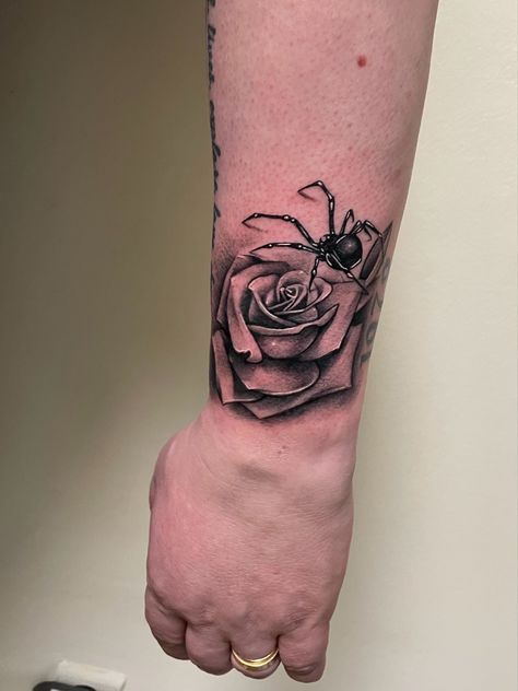 Roses With Spider Web Tattoo, Spider On Rose Tattoo, Rose With Spider Tattoo, Spider And Rose Tattoo, Soul Mate Tattoo, Bumble Bee Tattoo, Spider Web Tattoo, Money Rose, Web Tattoo