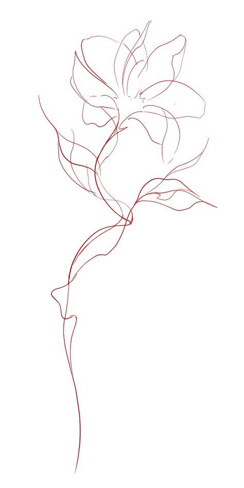 Linear Flower Drawing, Minimalist Back Tattoos For Women, Fineline Abstract Tattoo, Flower Tattoos Sketch, Narcissus Tattoo Myth, Tattoo Inspo Women Arm, Red Flower Back Tattoo, Side Of Hip Tattoos Women, Thigh Tattoos Women Line Work