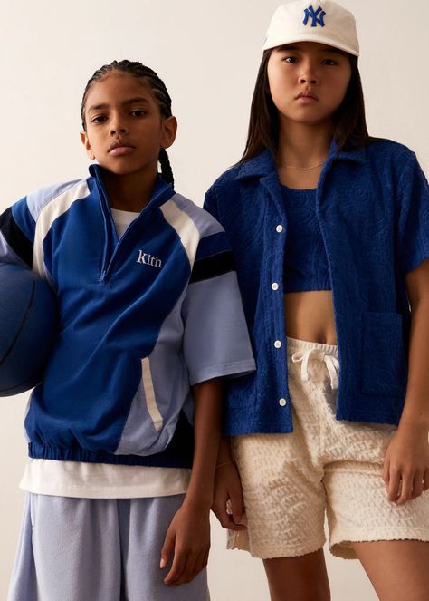 Kith Kids Summer 2024 Lookbook Kidswear Trends 2024, Childrenswear Trends 2024, Now Kith, Kith Kidswear, Kidswear Editorial Fashion Photography, Kids Presents, 2024 Lookbook, Terry Romper, Youth Basketball