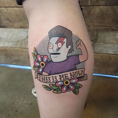 David Bowie x Gene Belcher ⚡⚡by Sheila @sheilatattoos! Sheila is open for new projects! Give us a call to book your consult! #bobsburgers #genebelcher #bobsburgerstattoo #genebelchertattoo #thisismenow #cartoontattoo #popculturetattoo #colortattoo #crimsonempiretattoo #crimsonempire #blackgoldtattooco #BGTC #yeg #yegtattoo #yegtattoos #yegtattooshop #yegtattooartist #yeglocal #yegsmallbusiness #yeggers #shoplocalyeg #yegbusiness #yeglife Gene Belcher Tattoo, Gene Belcher, Empire Tattoo, Tattoo Board, R Tattoo, Old Tattoos, Edmonton Alberta, Cartoon Tattoos, Bobs Burgers