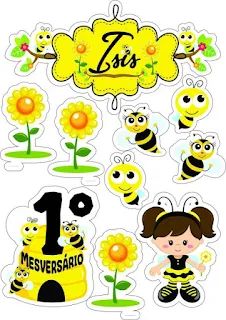 Topo de bolo abelhinha: Modelos para impressão - Ver e Fazer Wall Bedroom Diy, Bee Printables, Birthday Balloon Decorations, Cake Decorating Designs, Mickey Mouse Birthday, New Sticker, Scrapbook Paper Crafts, Bottle Crafts, Party Printables