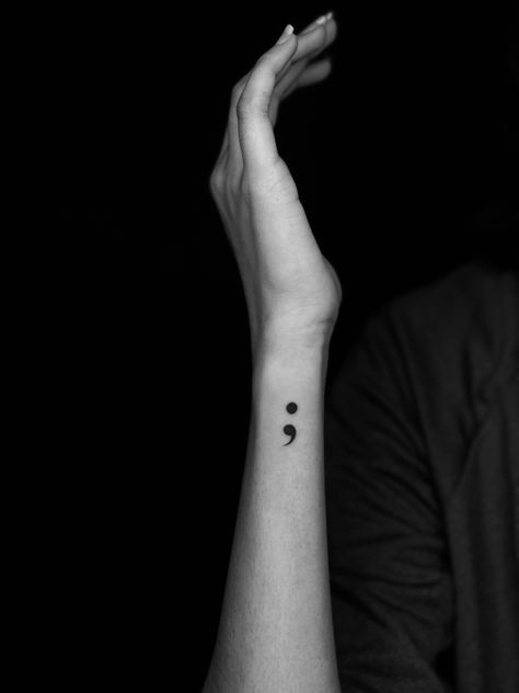 Semi Colons Tattoos, Semi Colon Tattoo Wrist, Semicolons Wallpaper, Small Foot Tattoo, Foot Tattoo Ideas, Semi Colon Tattoo, Tiny Foot Tattoos, Colon Tattoo, Tattoo Letters