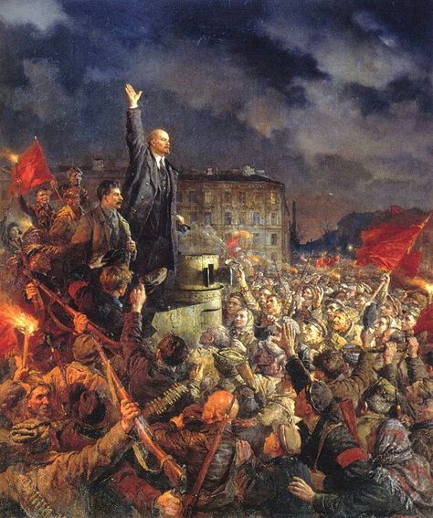 Lenin and Stalin during the October Revolution Russian Revolution 1917, Bolshevik Revolution, Revolution Art, Vladimir Lenin, Communist Propaganda, Russian Revolution, Propaganda Art, Socialist Realism, Soviet Art